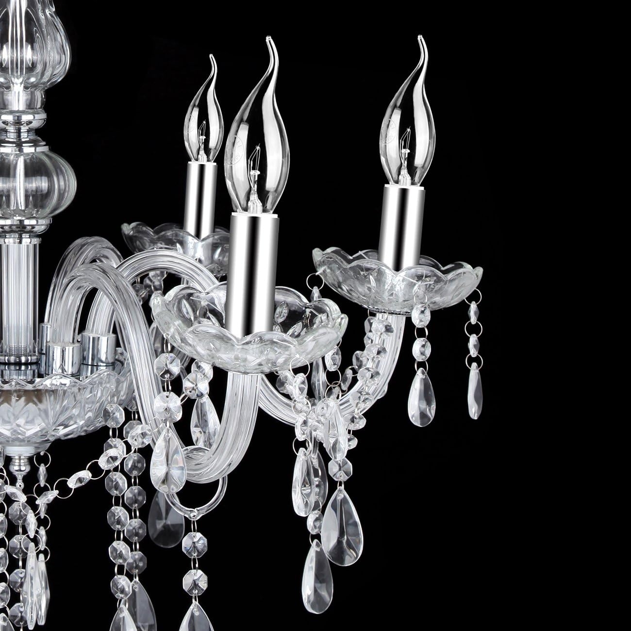 Tесh Dеаlѕ 🔥 Ambienceo Clear Crystal Chandelier 6 Candle Lights Ceiling Lighting Fixture Pendant Romantic Lamp