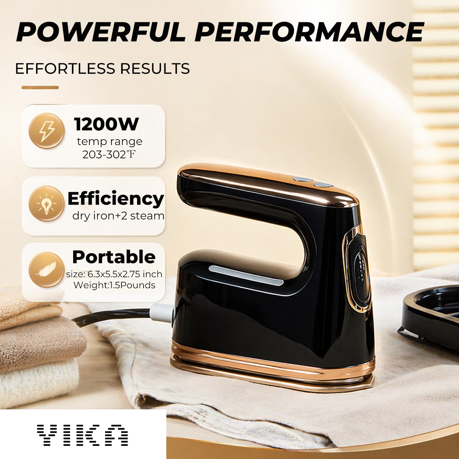 YIKA Vaporiera portatile per vestiti, ferro da stiro a vapore per indumenti portatile, stiratura e cottura a vapore 2 in 1, piastra grande, 45S Heat Up, rimozione delle rughe in tessuto per casa e