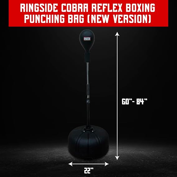 Ringside Cobra Reflex Boxing Punching Bag (New Version), Freestanding Foam-Filled Punching Bag Stand with Rapid-Rebound Spring, Ideal for Boxing, MMA, Muay Thai, and More, Adjustable Height, 6084