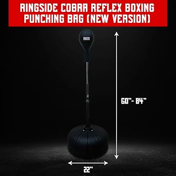 Ringside Cobra Reflex Boxing Punching Bag (New Version), Freestanding Foam-Filled Punching Bag Stand with Rapid-Rebound Spring, Ideal for Boxing, MMA, Muay Thai, and More, Adjustable Height, 6084
