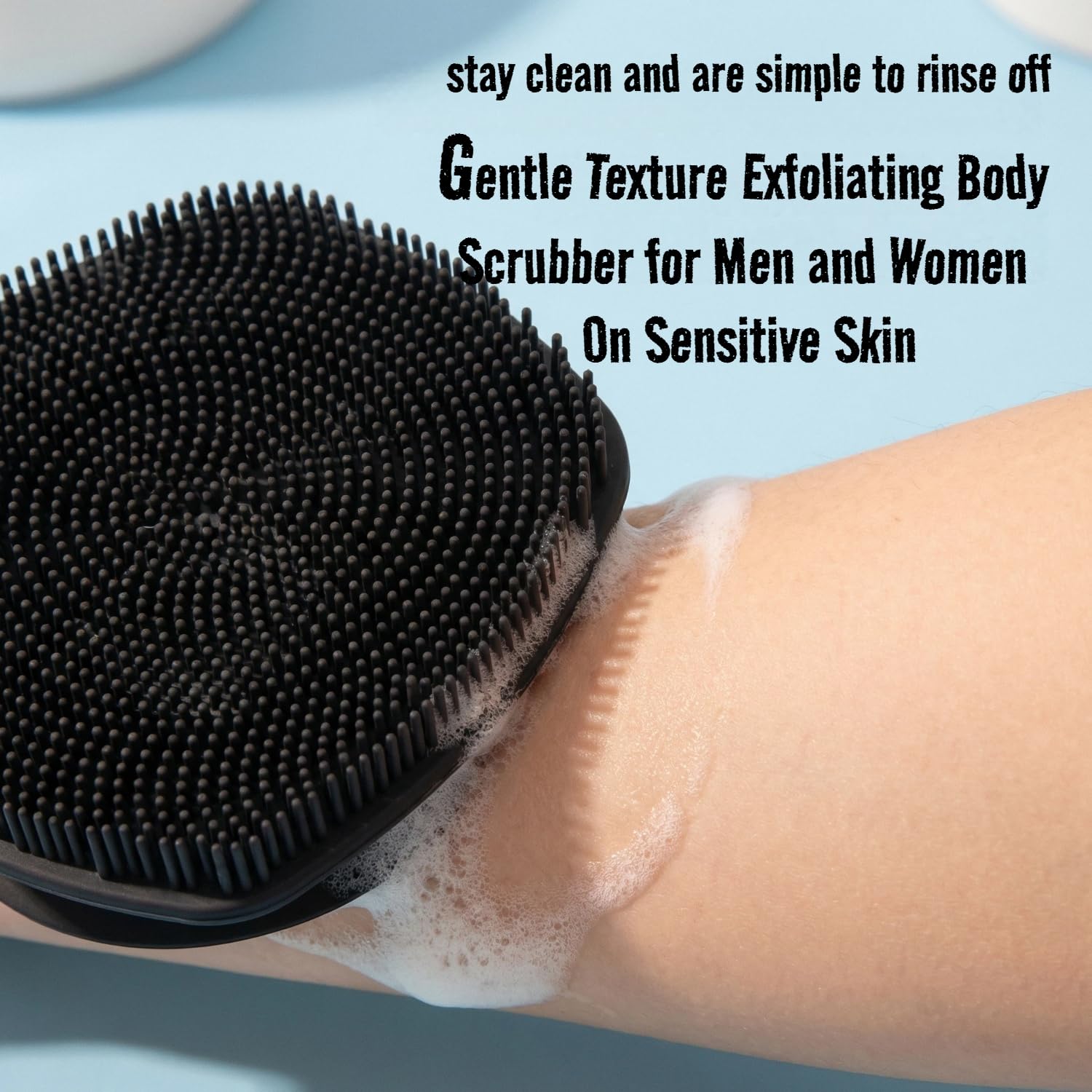 Silikonowy peeling do ciała z przyssawką, delikatna tekstura złuszczający peeling do ciała dla mężczyzn i kobiet na wrażliwej skórze, budująca piana, głębokie oczyszczanie skóry (body +