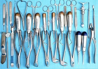 Premium German Set of 34 PC Oral Dental Surgery EXTRACTING Elevators Forceps Needle Holder Instrument KIT Set