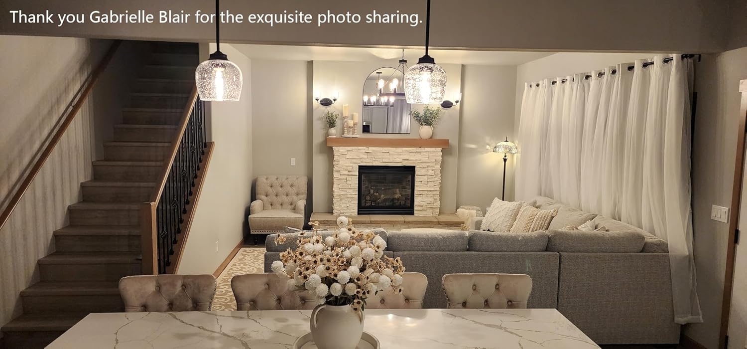 3 Pack 6.1 Inch Clear Seeded Glass Lamp Shade Pendant Ceiling Chandelier Wall Sconce Light Replacement Oval Glass Shade Fixture Over Sink Kitchen Island