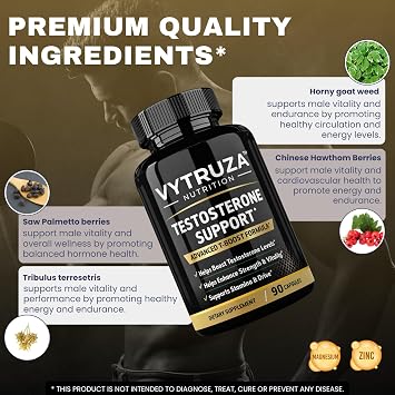 Testosterone Supplement for Men - Advanced T-Boost Formula for Energy, Strength, Stamina* - Natural Testosterone Booster for Men Muscle Growth Support* - 90 Capsules