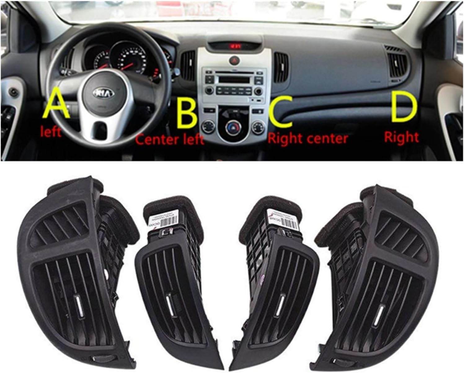 Car LHD Front Dash Board Air Conditioner Outlet A/C Air Vents ，Compatible with Kia Forte Cerato Koup 2008 2009 2010 2011 2012 2013(Center Left)