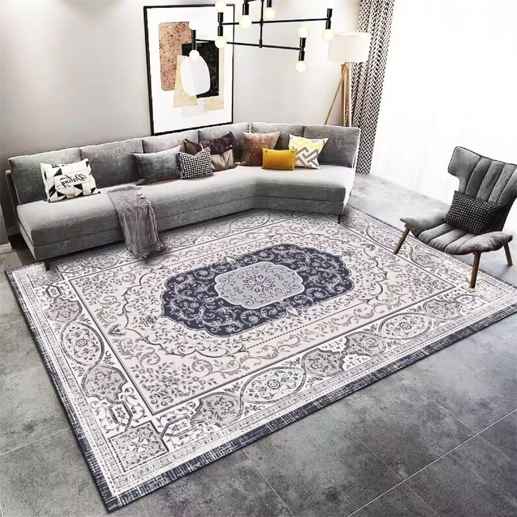 Tapis de chambre lavable résistant 140x210 gris pour sol d'enfants
