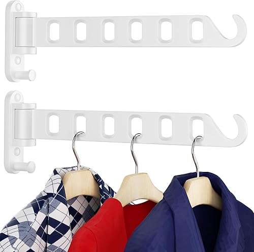 Miniatura 6 de Tendedero plegable para colgar en la pared de 31.5 pulgadas, con varillas de acero inoxidable, ahorro de espacio retráctil para uso en interiores