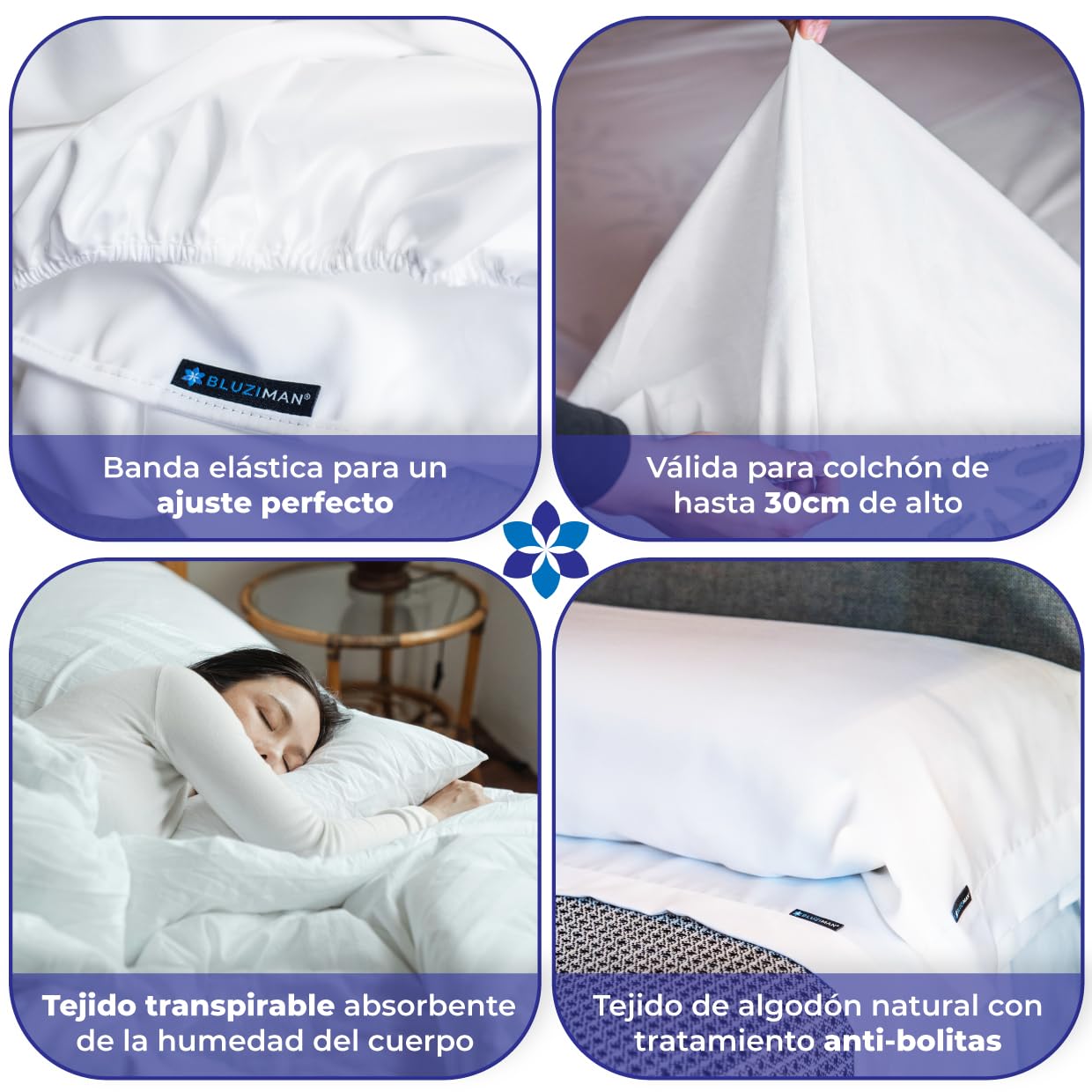 Juego de Sabanas 135x200 Algodon 100% Hecho en España, Lujoso Saten 400 Hilos Bed Sheets Lencois, Con Sabana Bajera Ajustable, Encimera, 1 Funda de Almohada 155x45 (Blanco Cama 135x190/200cm)