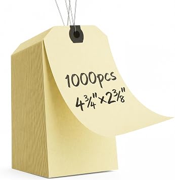 INNOVART Manila Shipping Tags, Manila Wire Tags 4 3/4"x2 3/8", Case of 1000 | Double Wired Tags with Reinforced Eyelet, Sturdy Manila Tags for Shipping, Inventory, Warehouse Labeling, Bulk Case of 1000