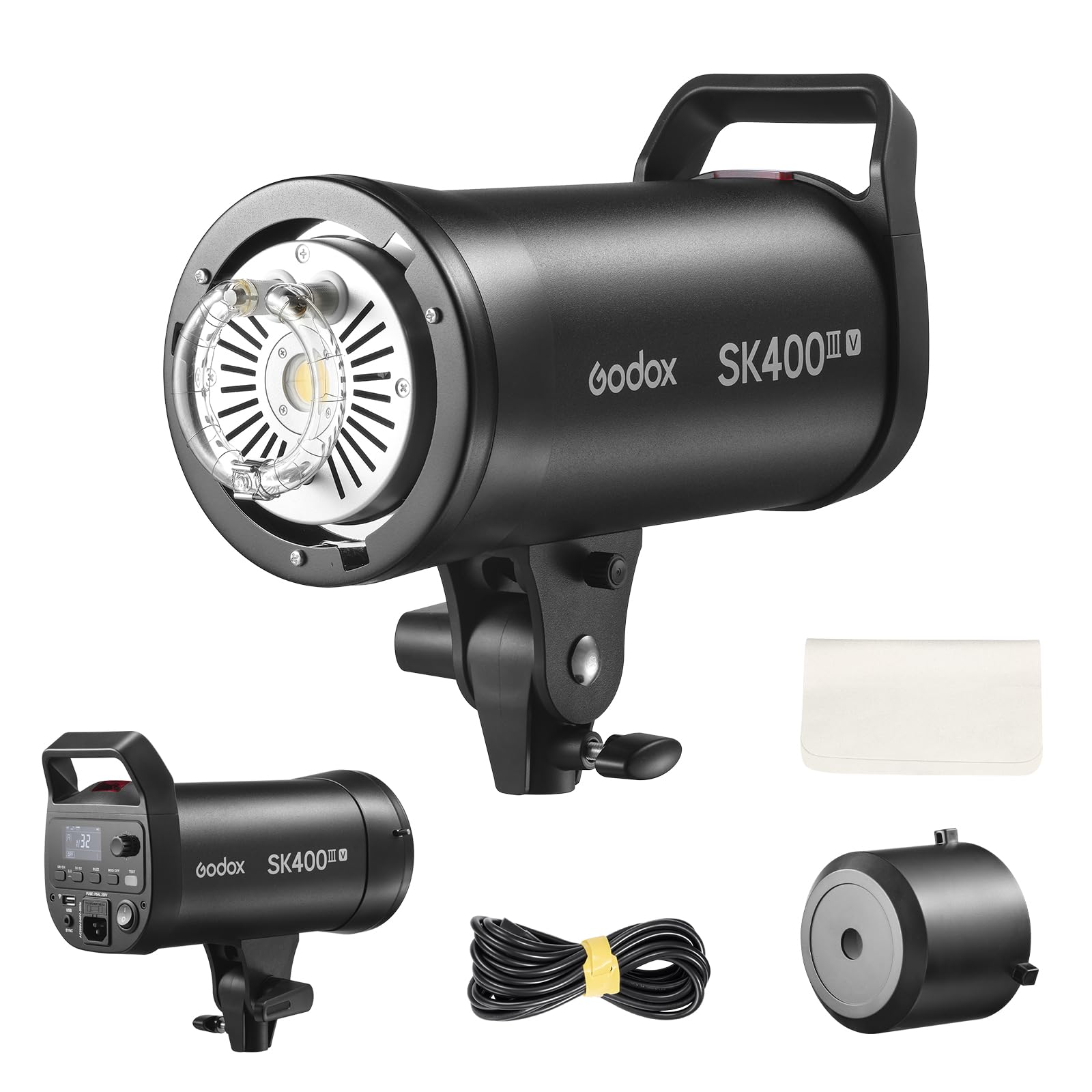 Godox SK400III-V 400Ws Studio Flash Strobe,GN65 5700K Professionelles Monolicht，Drahtloses X-System, 10W LED-Modellierlampe, 0,1-1,5s Recycle, SK400IIIV Bowens Mount Strobe Licht für Fotografie