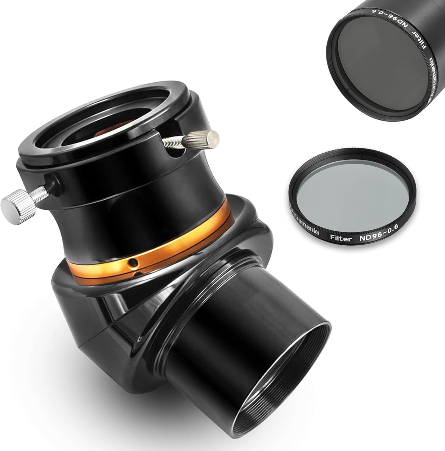 Astromania 2" Moon Telescope Eyepiece Filter ND96-0.6 - Bundle with - 2" 45-Degree Erecting Prism Diagonal