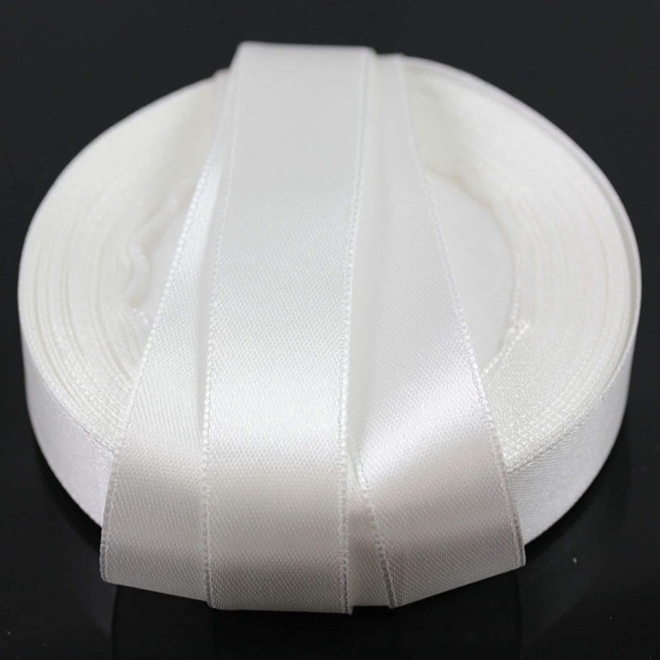 GCS LONDON Off White Double Faced Polyester Satin Ribbon -46 Metre / 50 Yards x 6mm, Perfect for Wedding, Gift Wrapping, Bow Making & Other Projects
