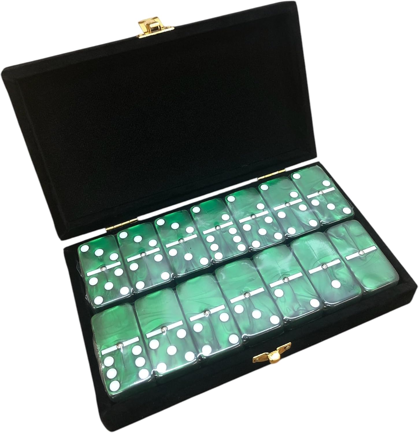 Marion & Co. Domino Double 6 Green Marbleized Set with Spinner