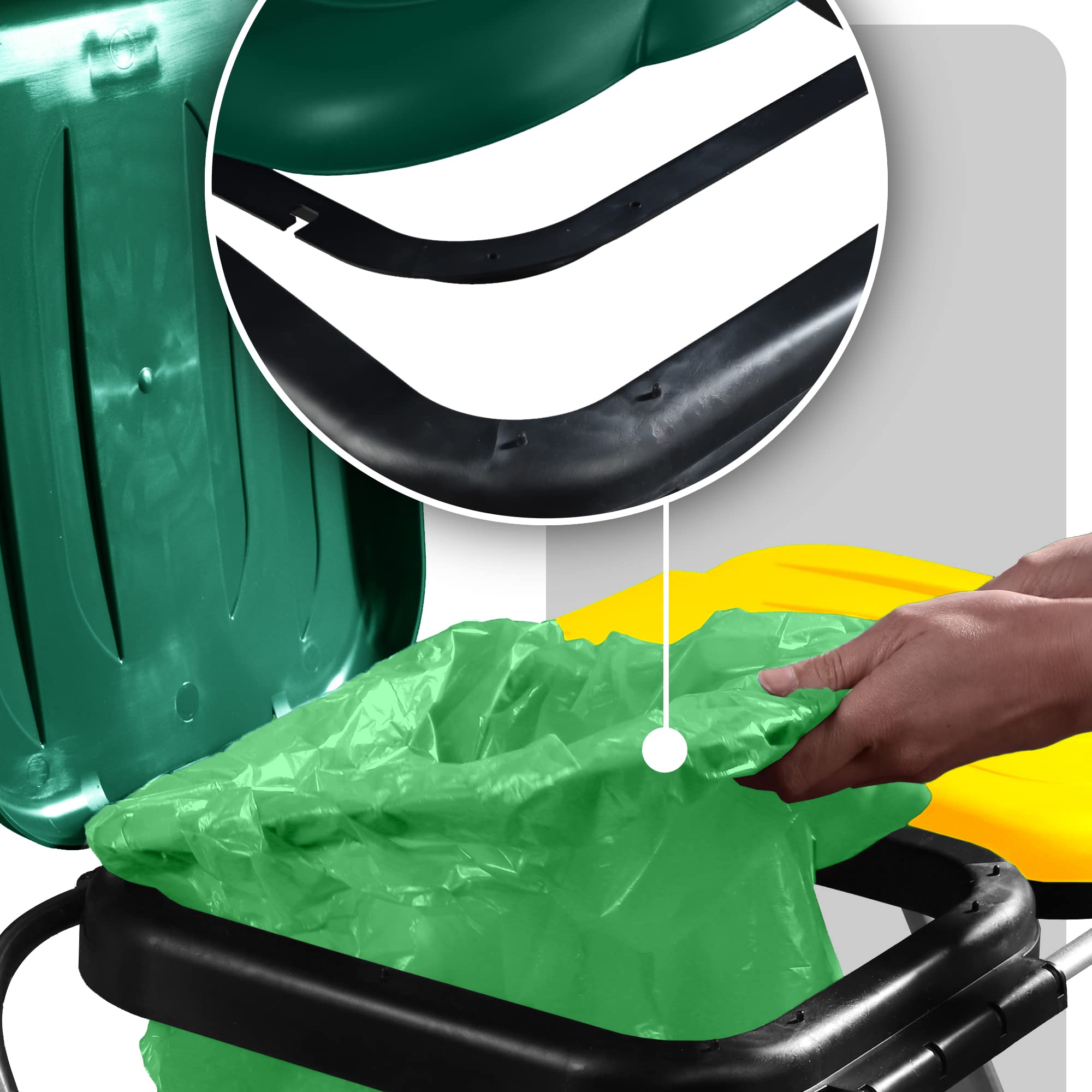 KADAX Porte-Sac Poubelle pour Interieur et Exterieur, Support Pratique pour Les Sacs de Recyclage d'une Capacité de 120L (Double: Jaune et Vert)