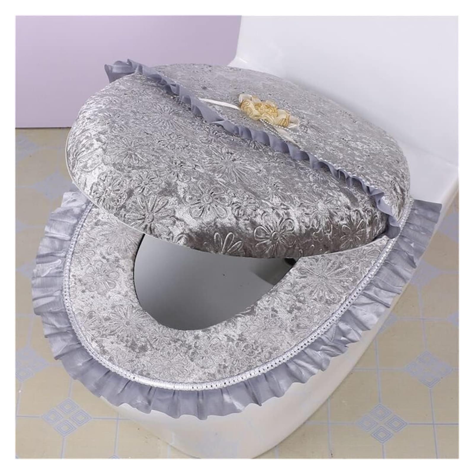 KFGISD CushionToilet Bathroom Toilet Cover Set Universal Toilet Cover Gasket ，Toilet Seat Covers(OneColor)