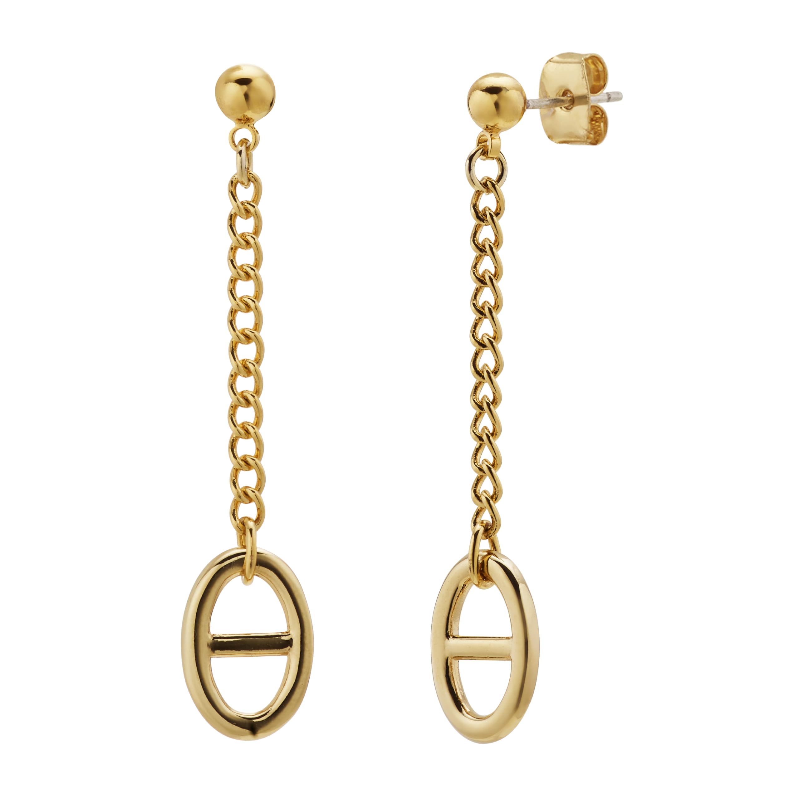 Semper.L14K Gold Plated S925 Sterling Silver Post Lightweight Drop/Dangle Huggie Stud Earrings for Women | Ball Drop Earrings