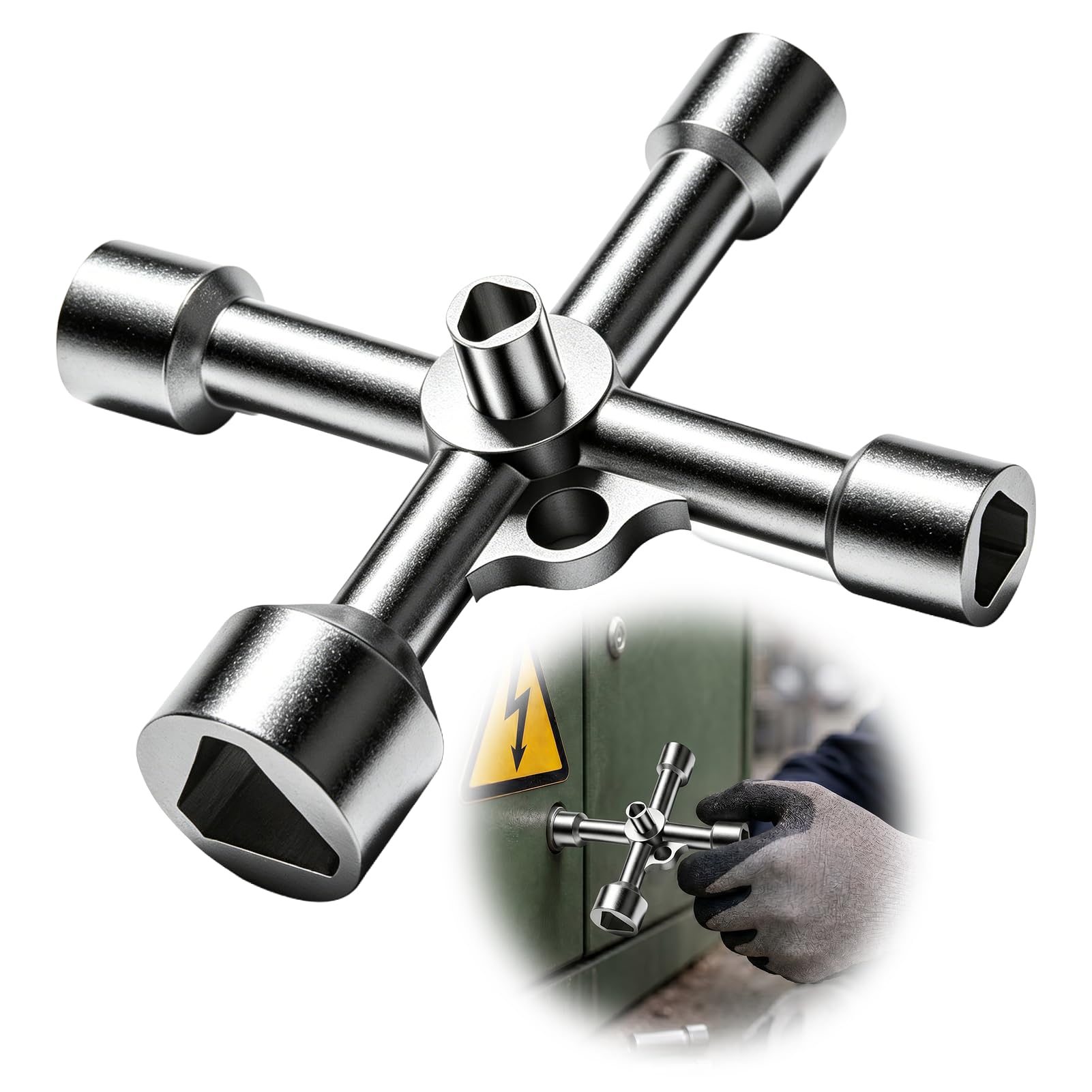 Chiave triangolare per bidoni della spazzatura, chiave universale per armadietti elettrici, gas, acqua, ascensore, bidoni della spazzatura, strumento in lega di zinco
