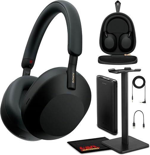 Sony WH-1000XM5 Best Auto Noise Canceling Wireless & Battery (Black) Bundle