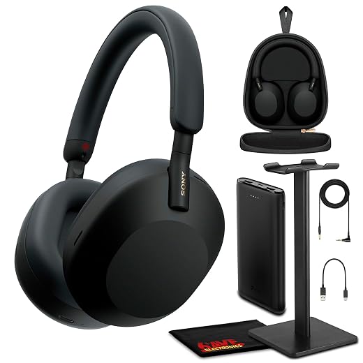 Sony WH-1000XM5 Best Auto Noise Canceling Wireless & Battery (Black) Bundle