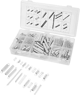 200pcs Carbon Steel Springs Assorted Compression Extension Tension Spring Replacement Assortment Kit 20 Sizes with Box
