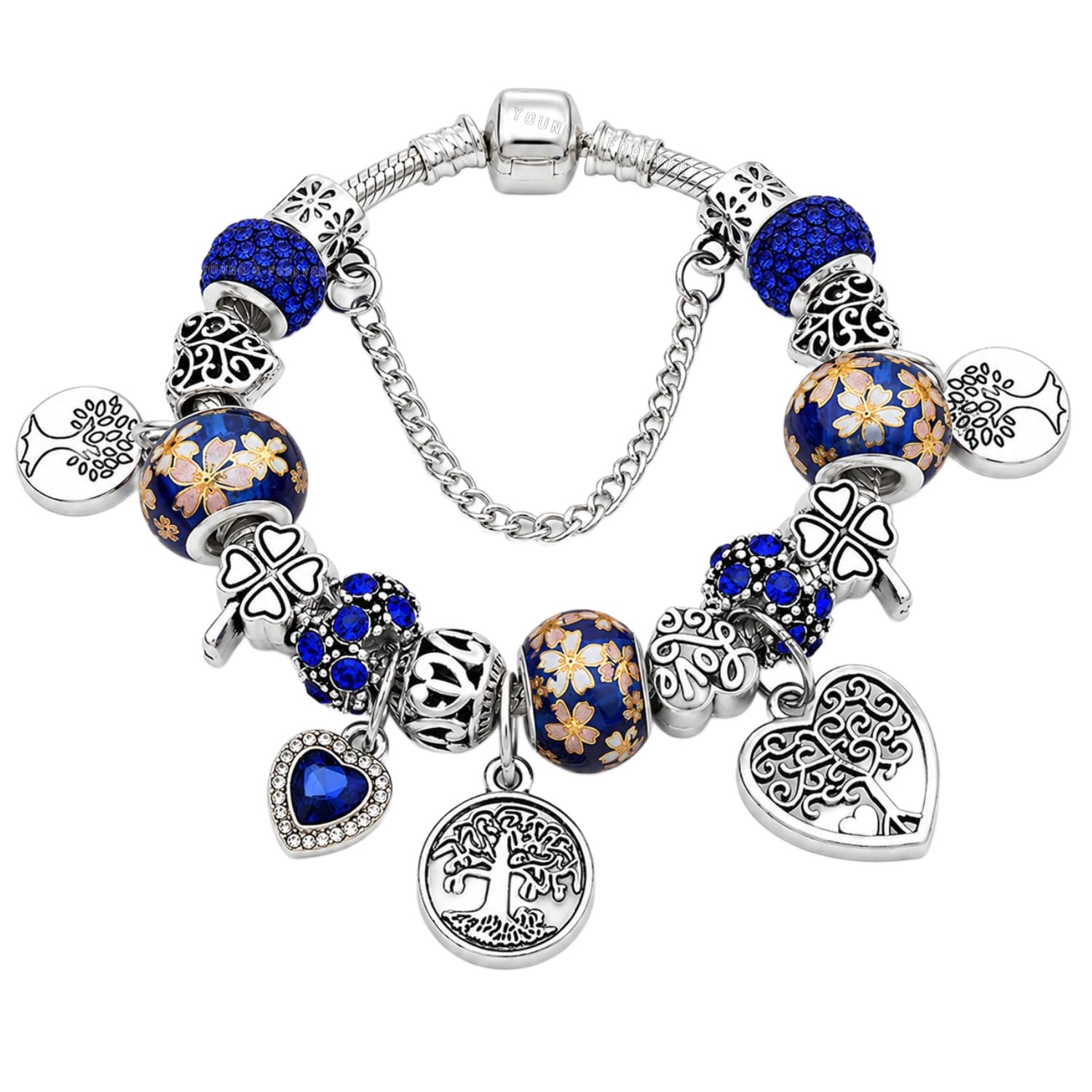 Charismatic Charms Bracelets for Women Murano Glass Crown and Leaf Charm Bracelet For Girls-image-46