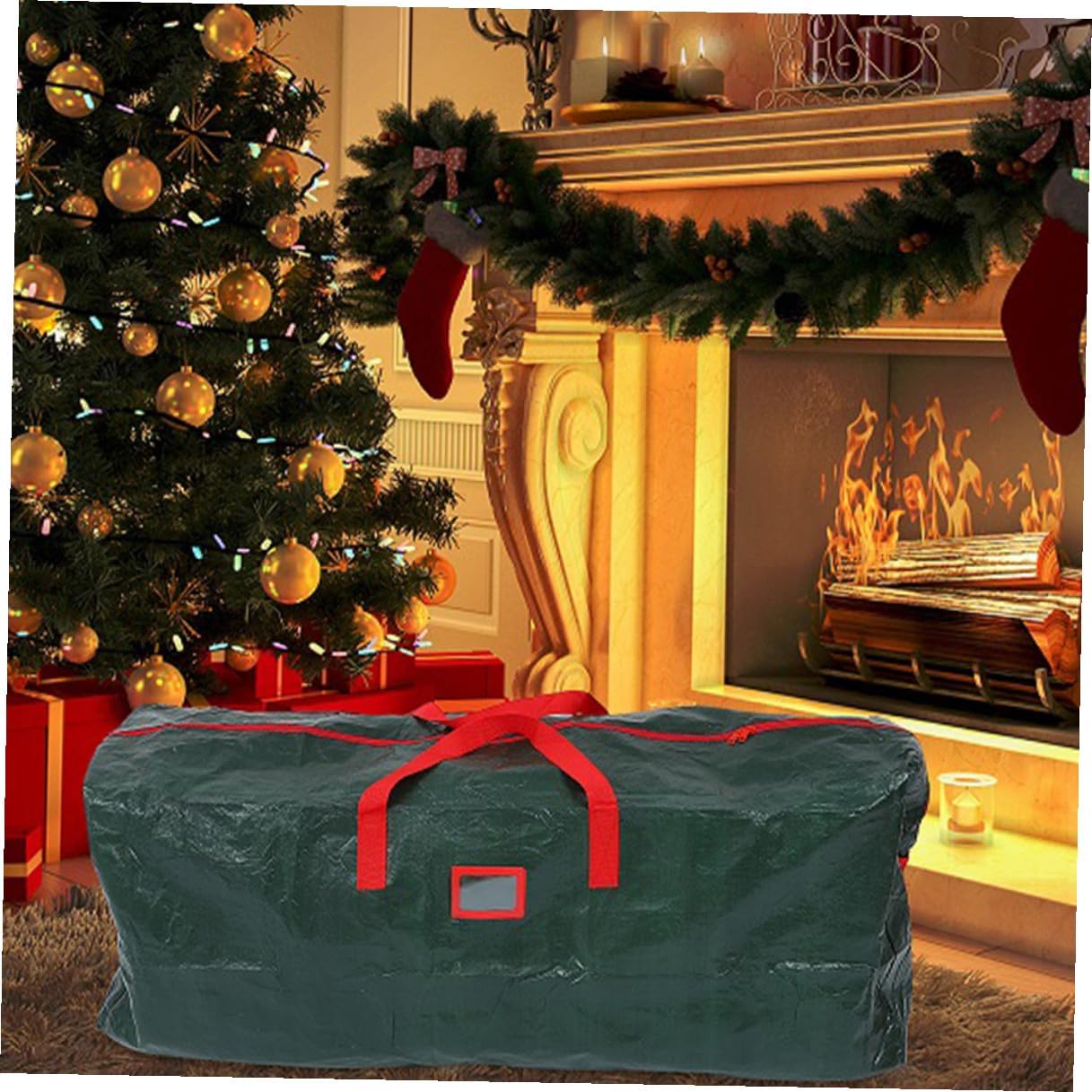 KALLORY Large Capacity Christmas Tree Storage Bag 135x34x68cm Green Dustproof Tree Pouch with Handles for Holiday Décor and Outdoor Household Organization