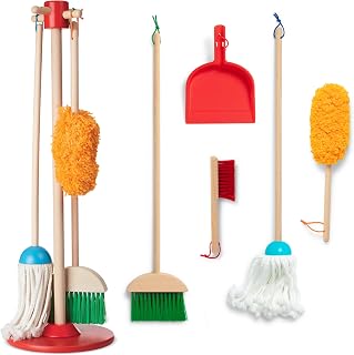Dust Sweep Mop, 6-Pc. Toddler Cleaning Set with Kids Broom & Accessories, Preschool Learning Activities & Kids Toys for Girls & Boys 3+ | 6 Pcs, Cleaning Preten