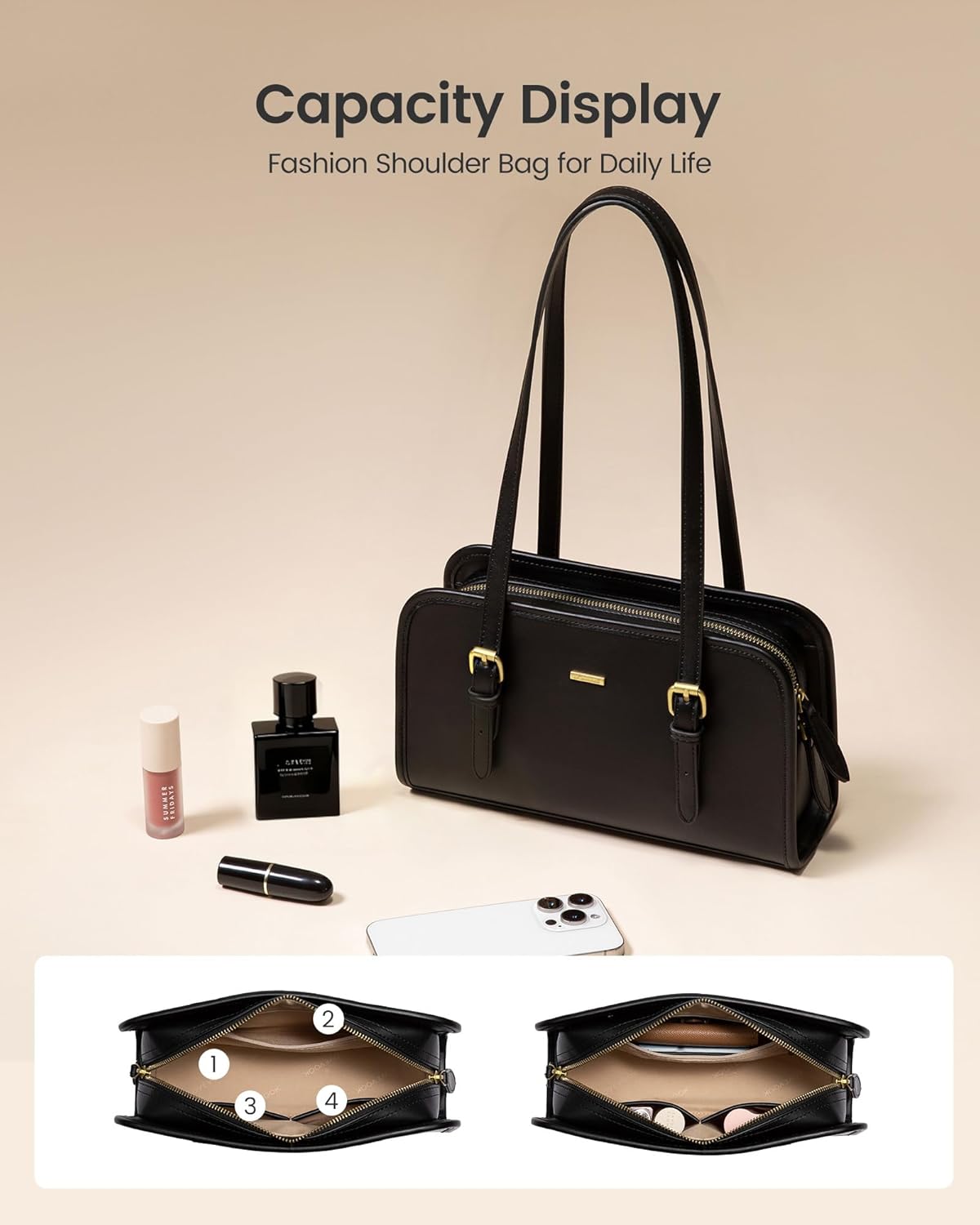 LOVEVOOK Swing Zip Shoulder Bag, Small Purses for Women Trendy Handbags, Mini Vintage Hobo Clutch Leather Tote