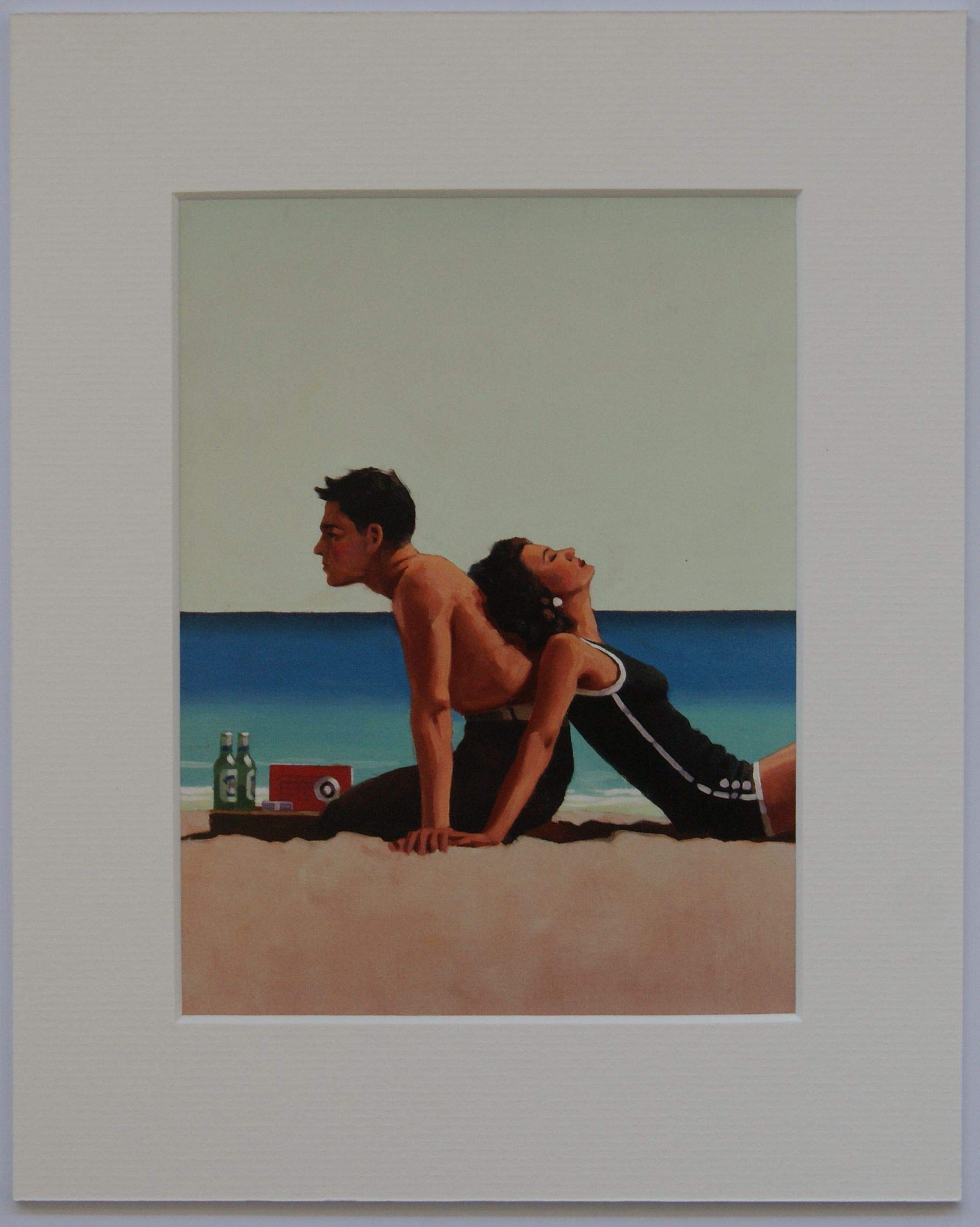 Keats Gallery Lightly Textured Antique White Mount Beach Lovers By Jack Vettriano Mounted Art Print Picture (10" X 8" - 25Cm X 20Cm) Unframed