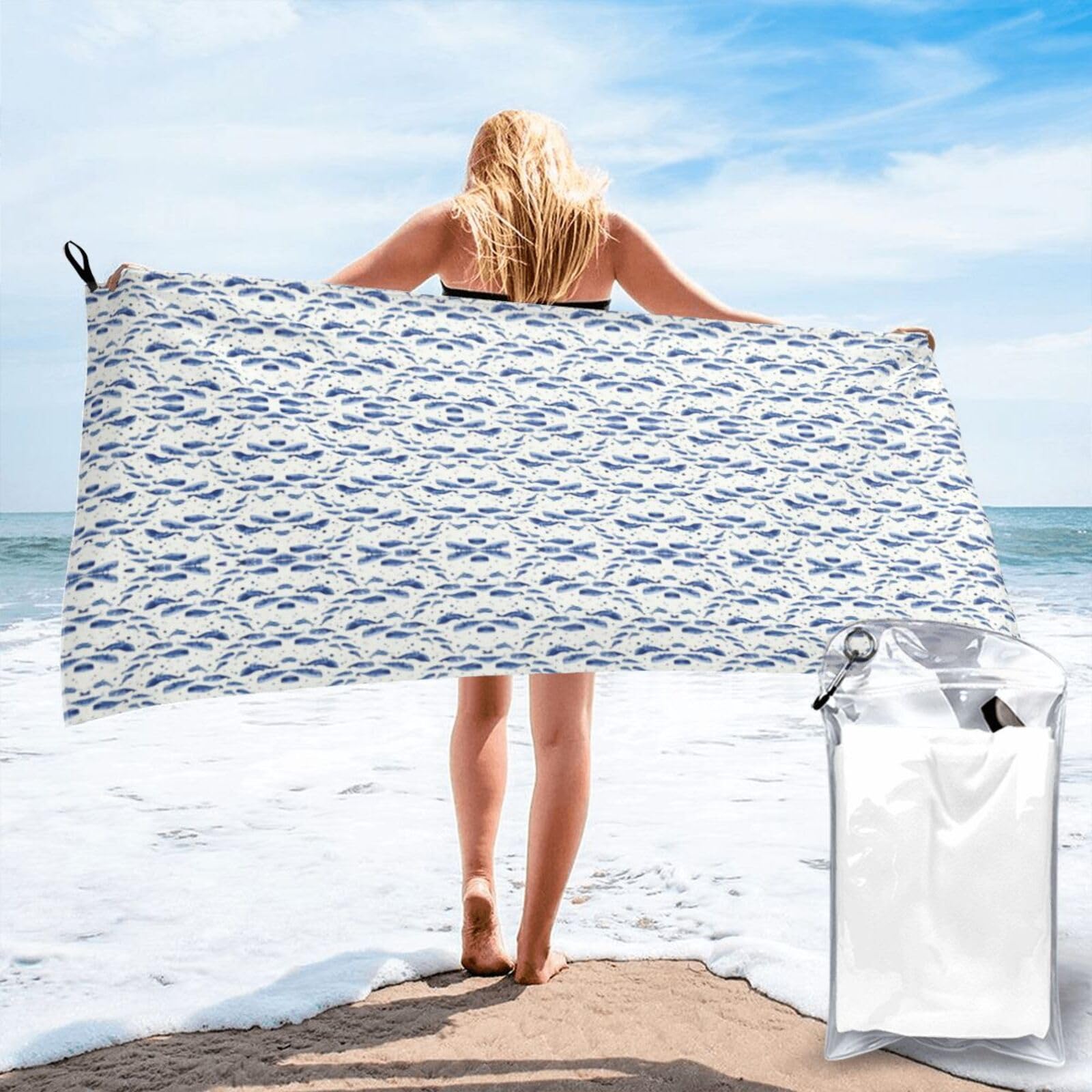 Toalla de playa grande con ballenas, suavidad premium y máxima absorción para piscina y spa