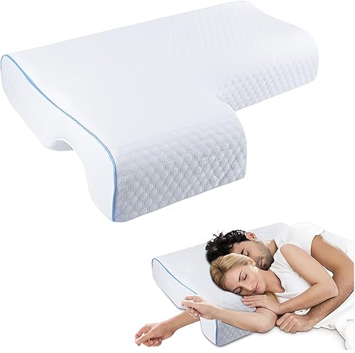 Almohada de memoria arqueada para parejas, almohada ergonómica antipresión para parejas con orificio para el brazo, ideal para abrazar, dolor de