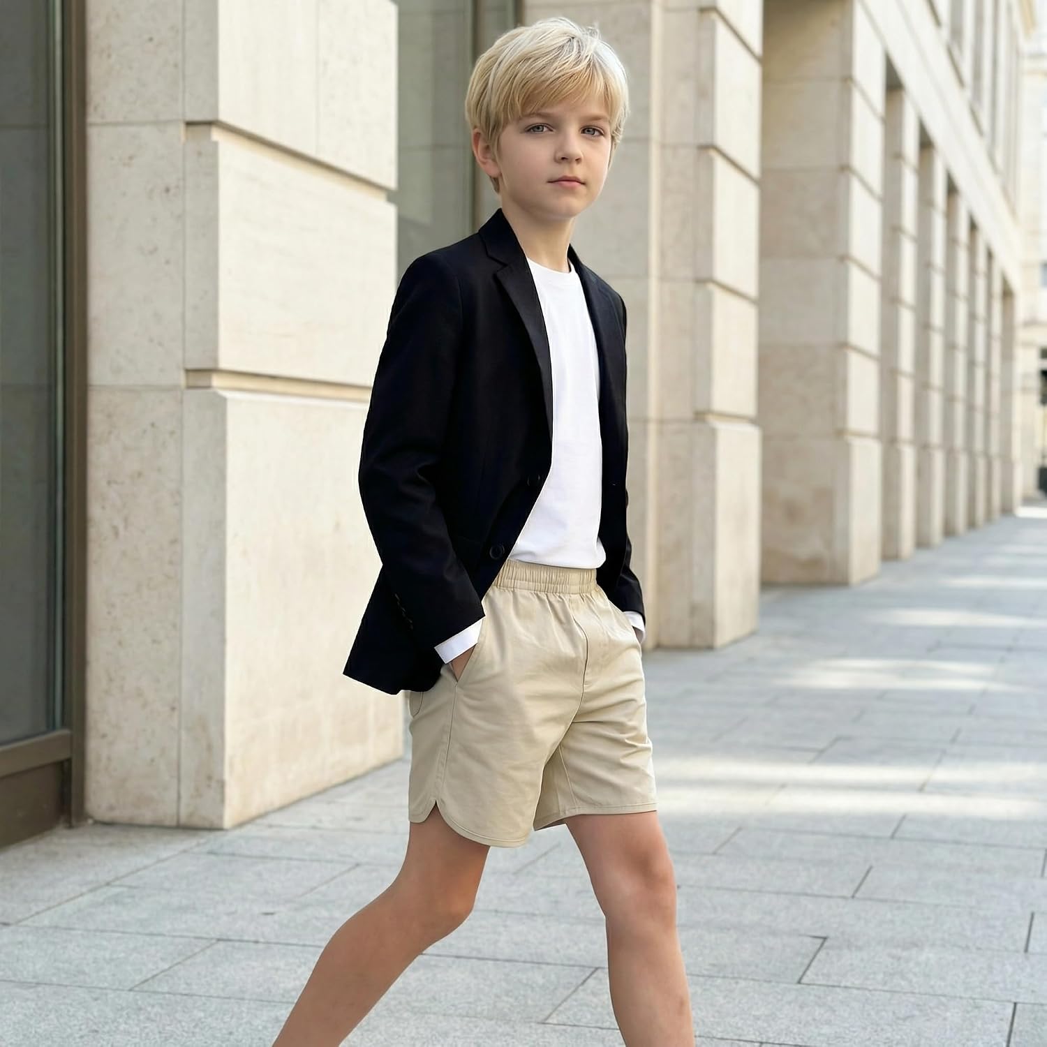 Boys Summer Blazer Lightweight Sport Coat for Boy Kids Casual Suit Jacket | Modern Stylish Patch Pockets Single Breasted Dress School Uniform Wedding Beach Party Prom Graduation Birthday Homecoming