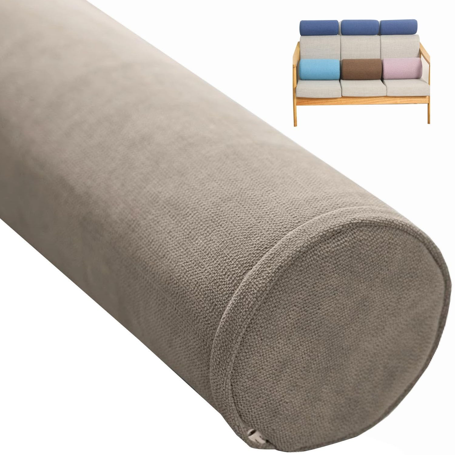 Langes Yoga-Kissen, zylinderförmig, 15 x 60 cm, ergonomisches Nackenstützkissen für Schlaf, Auto, Sofa und Betten, abnehmbares Schlauch, für ultimativen Komfort und Entspannung