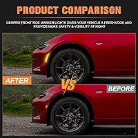 Vista 7 de Gempro Luces LED de posición laterales para parachoques delantero ámbar para Mazda MX-5 Miata ND Reflectores 2016-2023, lente ahumada, 2