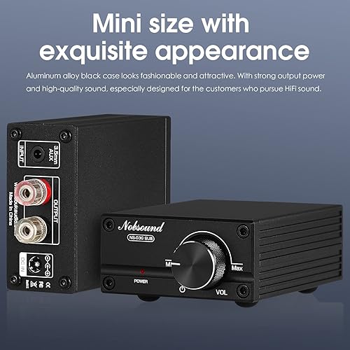 Miniatura 3 de Nobsound Mini amplificador de subwoofer de 100 W con paquete de fuente de alimentación DC 19V 4.74A, amplificador digital con adaptador para