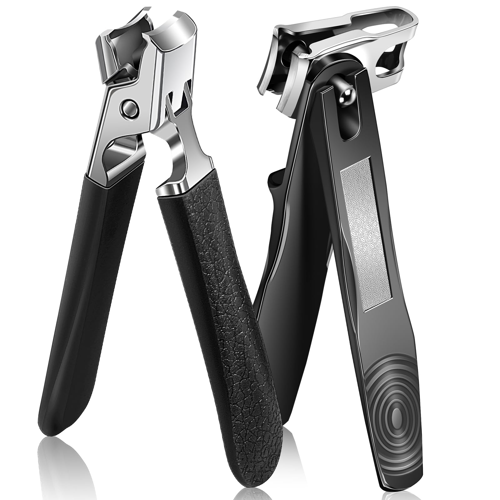 Nail Clippers for Seniors with Rotary Head, Large Heavy Duty Nail Clippers with Mess Free Catcher, Sharp Fingernail Clippers Nail Cutter Set with Long