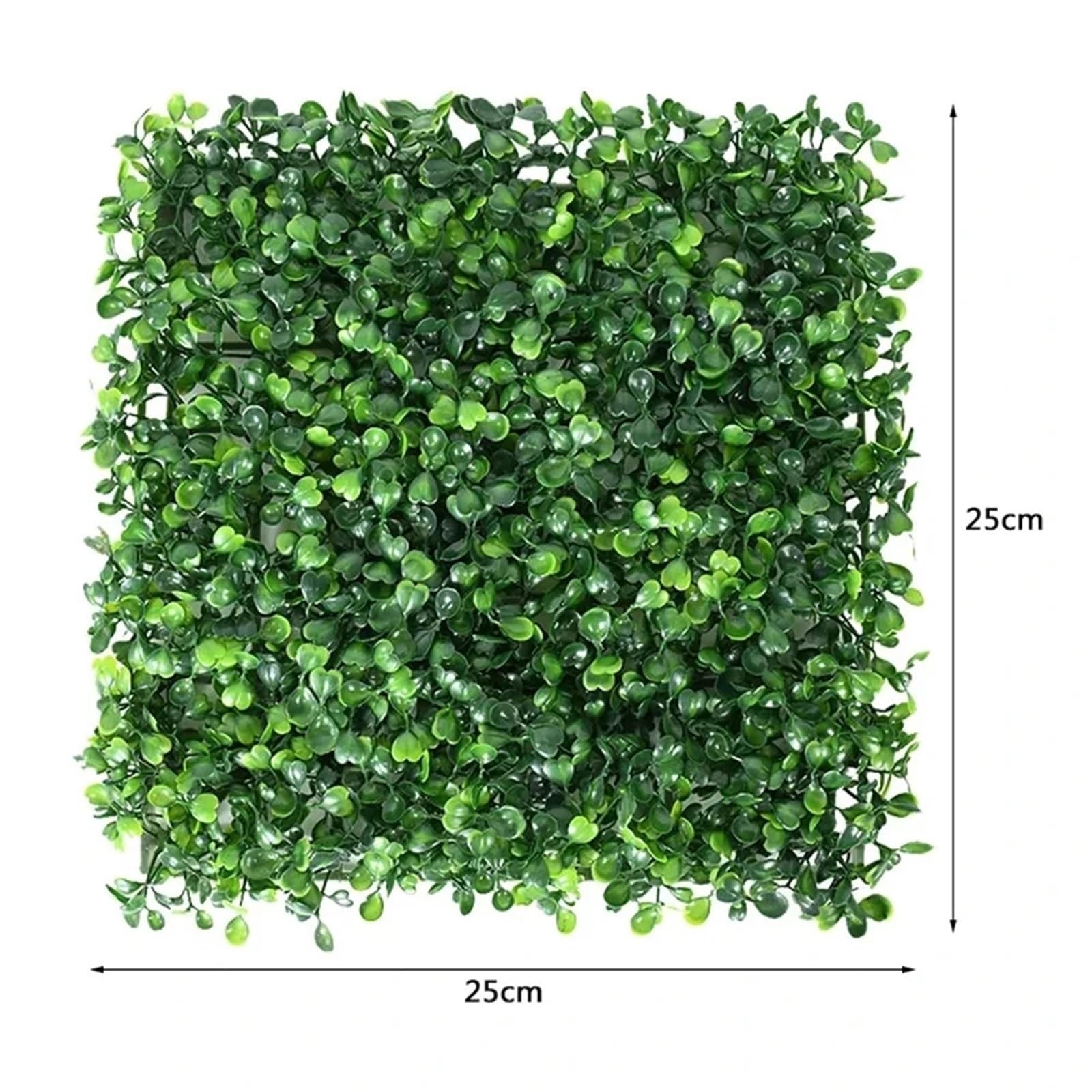 Kunstrasen-Wandpaneele 10 Stück 25 cm Künstliche Eukalyptushecke Wandpaneel Garten Vertikale Gefälschte Pflanze Gras Buchsbaum Hochzeitsdeko(6 pcs)