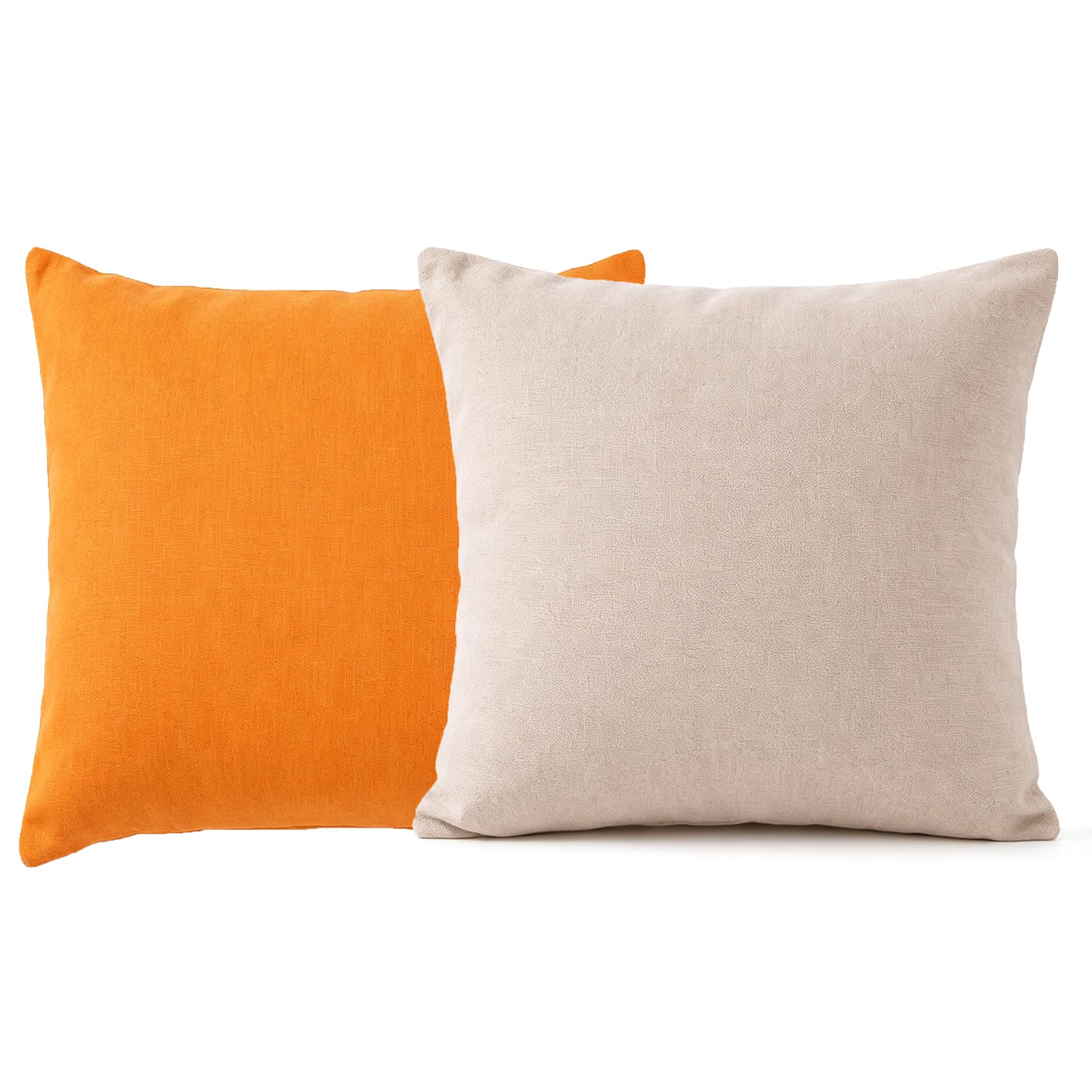 Yimafaner Khaki Orange 2pcs Throw Pillow Cover, Decor Cushion Cases for Sofa Chair Couch, 45 * 45cm