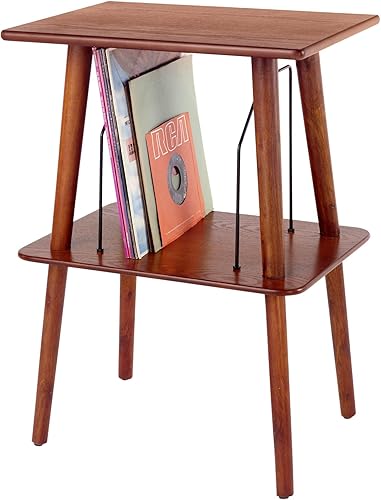 Miniatura 2 de Crosley Manchester Record Player Stand, Media Console with Vinyl Storage, Modern Home Organizer, Paprika Pimentón,Negro -,Blanco,Acorn
