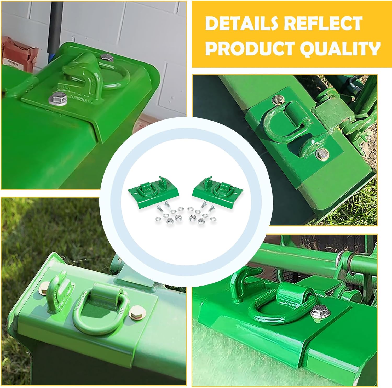 E-cowlboy Tractor Bucket Hook Grab Hooks Fits for JD Compact Tractor 1025R 2032R 3320 2520 Tractor Bucket Hooks D Rings Bolt on Heavy Duty, Compatible with sub Compact & Compact Tractor Buckets