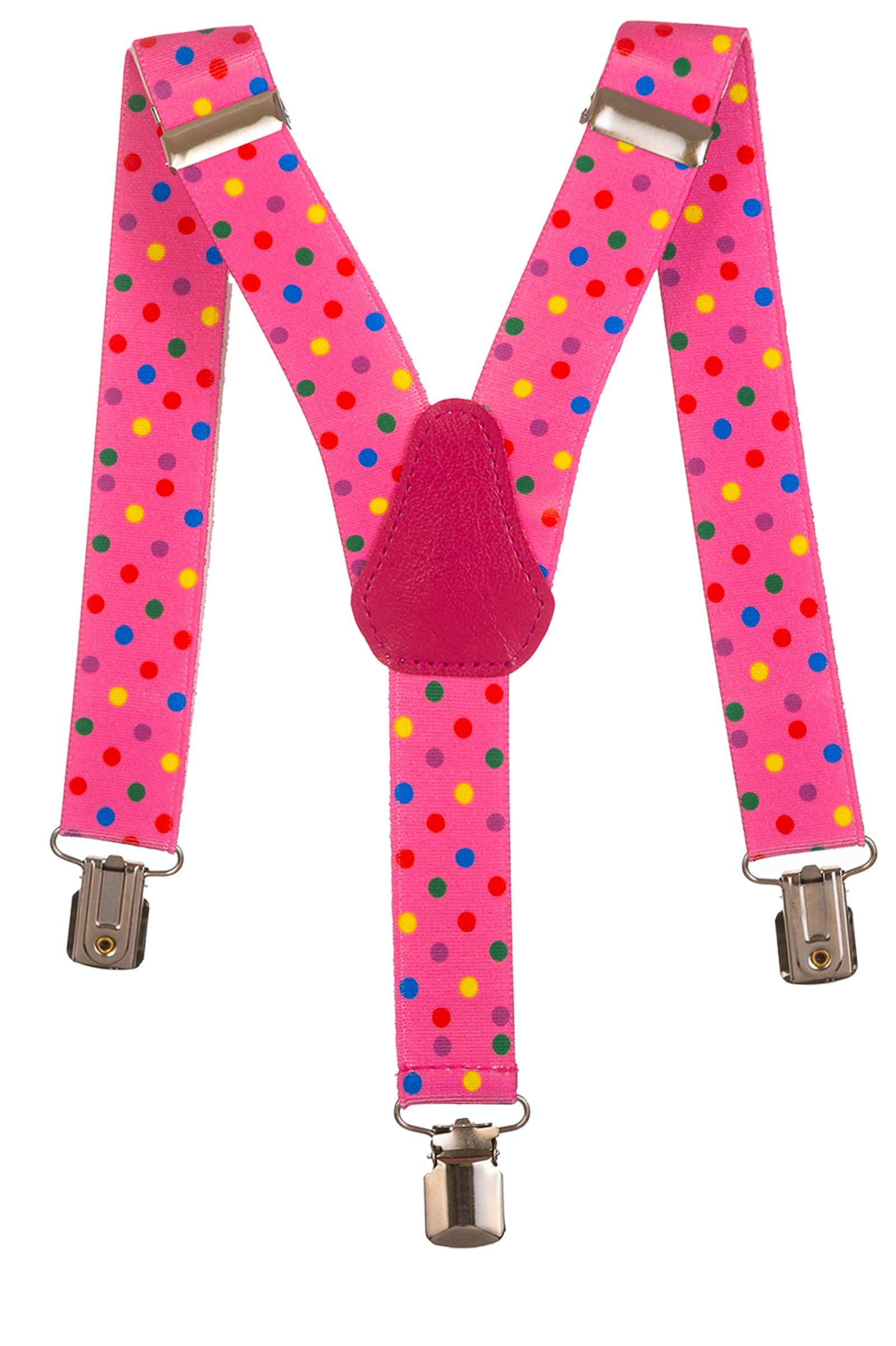 Olata Children’s Elasticated Design Y-Shape Braces/Suspenders (1-5 Years) - 2.5cm. Polka Dot (Pink)
