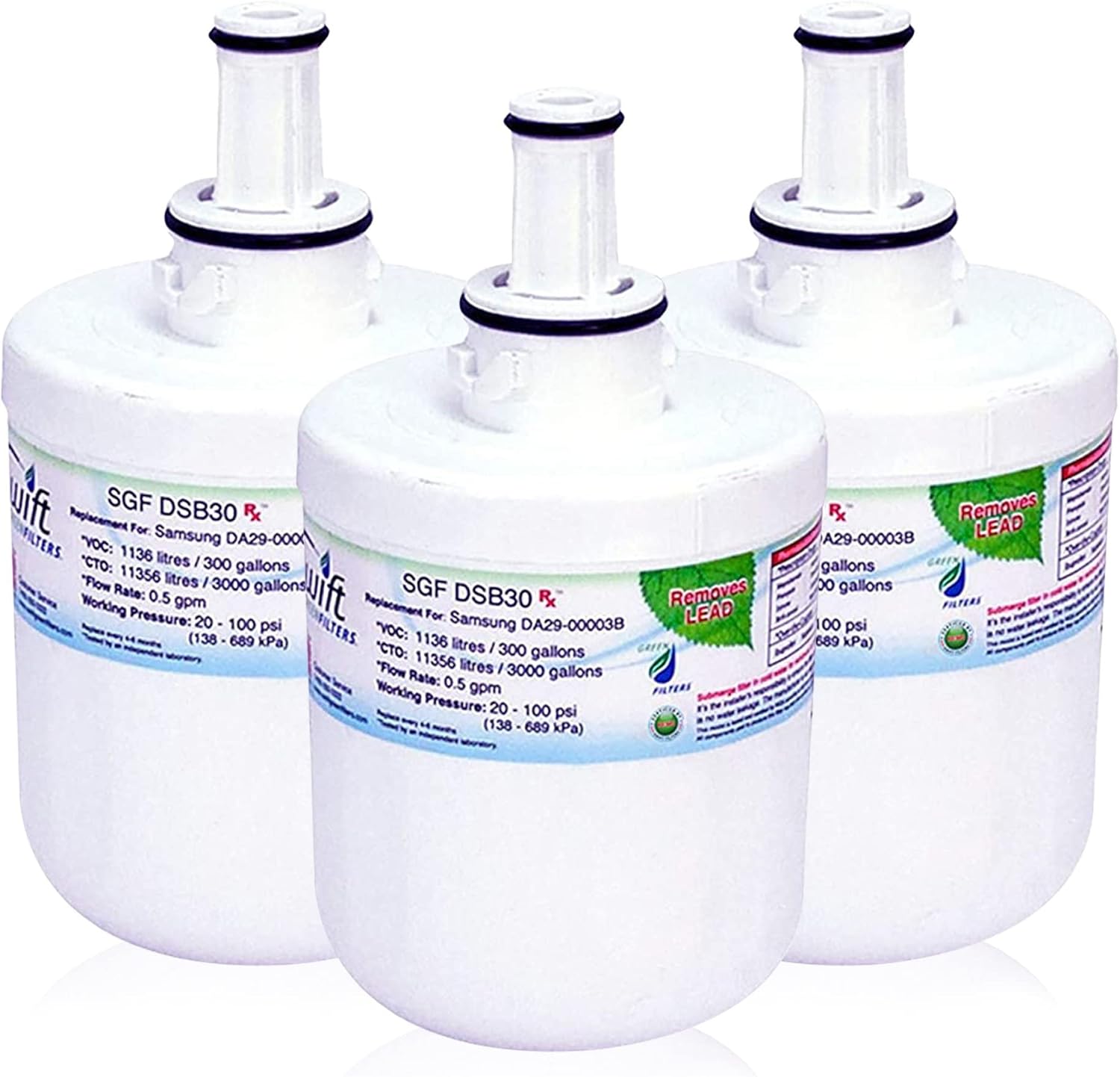 Swift Green Filters SGF-DSB30 Rx Compatible Pharmaceuticals Refrigerator Water Filter for DA2900003, DA6100159, DA2900003AB, HAF-CU1, Made in USA
