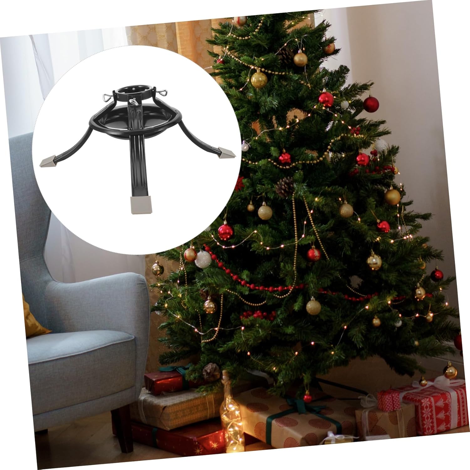 Christmas Tree Stand Base Sturdy Round Holder for Xmas Trees Detachable Design for Fits Various Pole Items for Holiday Decoration