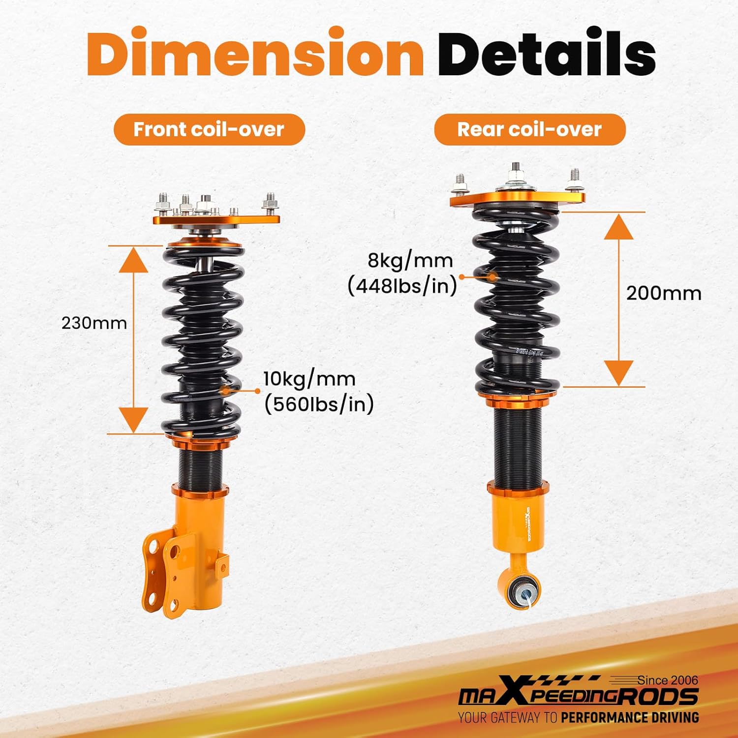 maXpeedingrods Coilovers for Subaru Forester 2009-2013, Height Adjustable Full Coilovers Suspension Kit, Preset Damping Shock Absorber Lowering Kit Gold