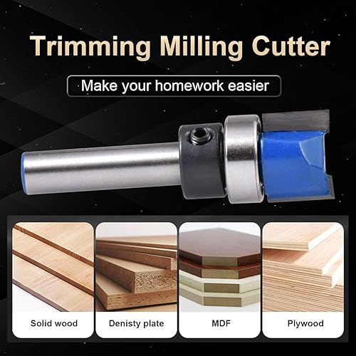 Miniatura 7 de KATUR Broca de enrutador con patrón de ajuste al ras de rodamiento superior, broca de enrutador de bisagra, juego de brocas de enrutador de