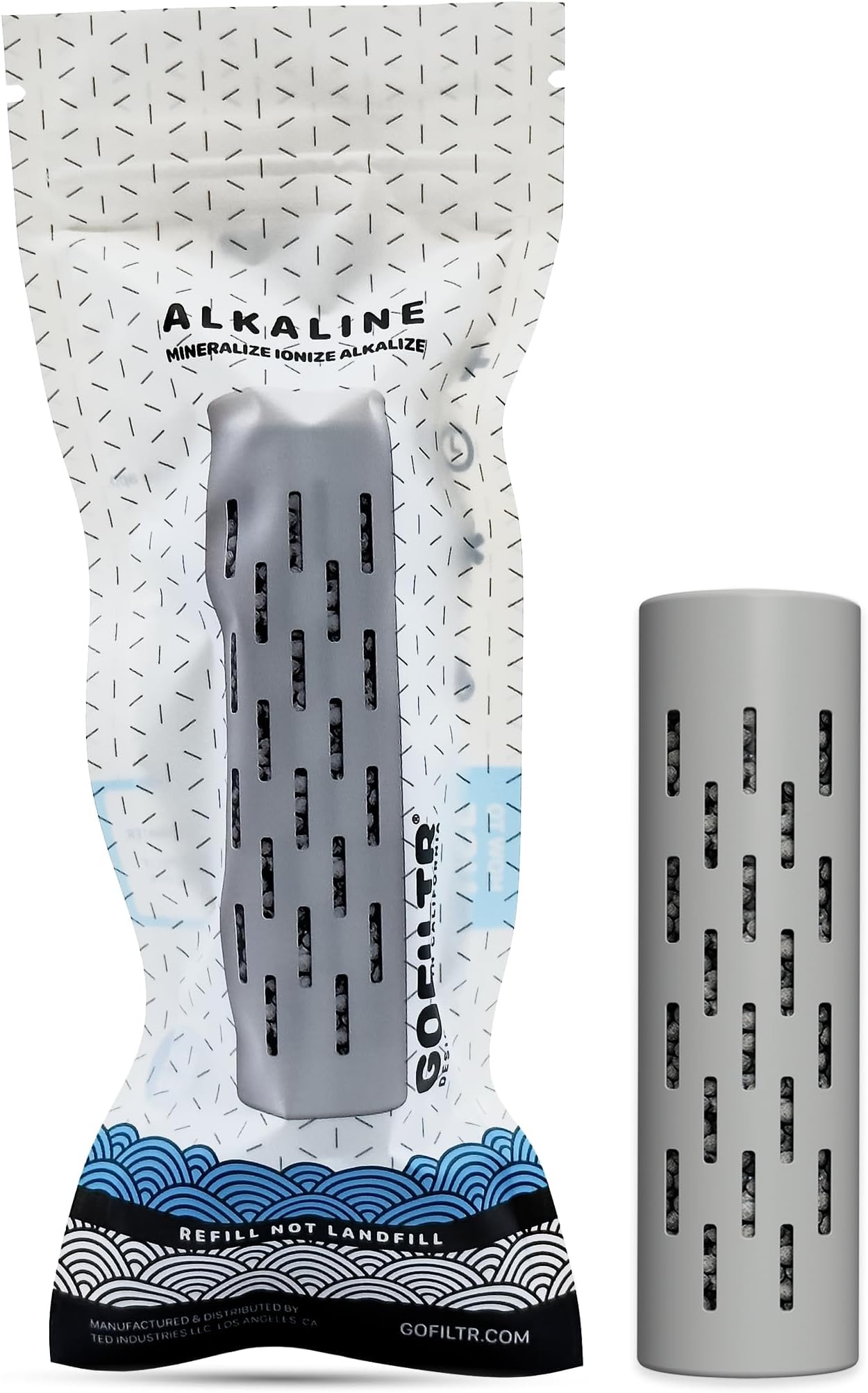 GOFILTR Alkaline Water Infuser - 9.5 pH + Electrolytes for Any Water Bottle/Small Pitcher, 750 Refills / 3 Months, Ionized Mineral Water Infuser (1 Pack)