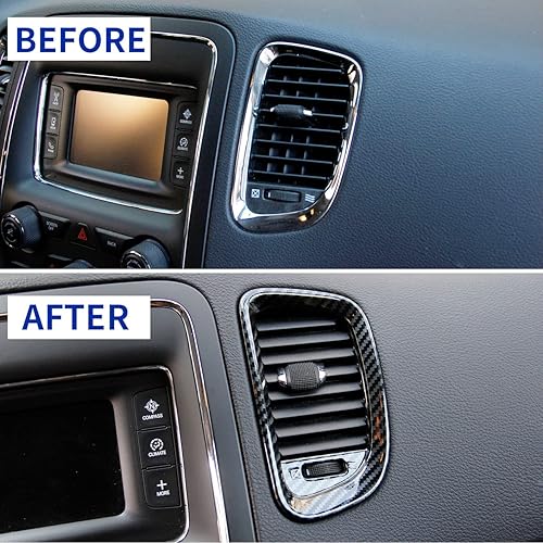Miniatura 6 de Kit de ajuste de salida de CA de cubierta de ventilación de tablero de instrumentos de fibra de carbono para Dodge Durango 2011-2020