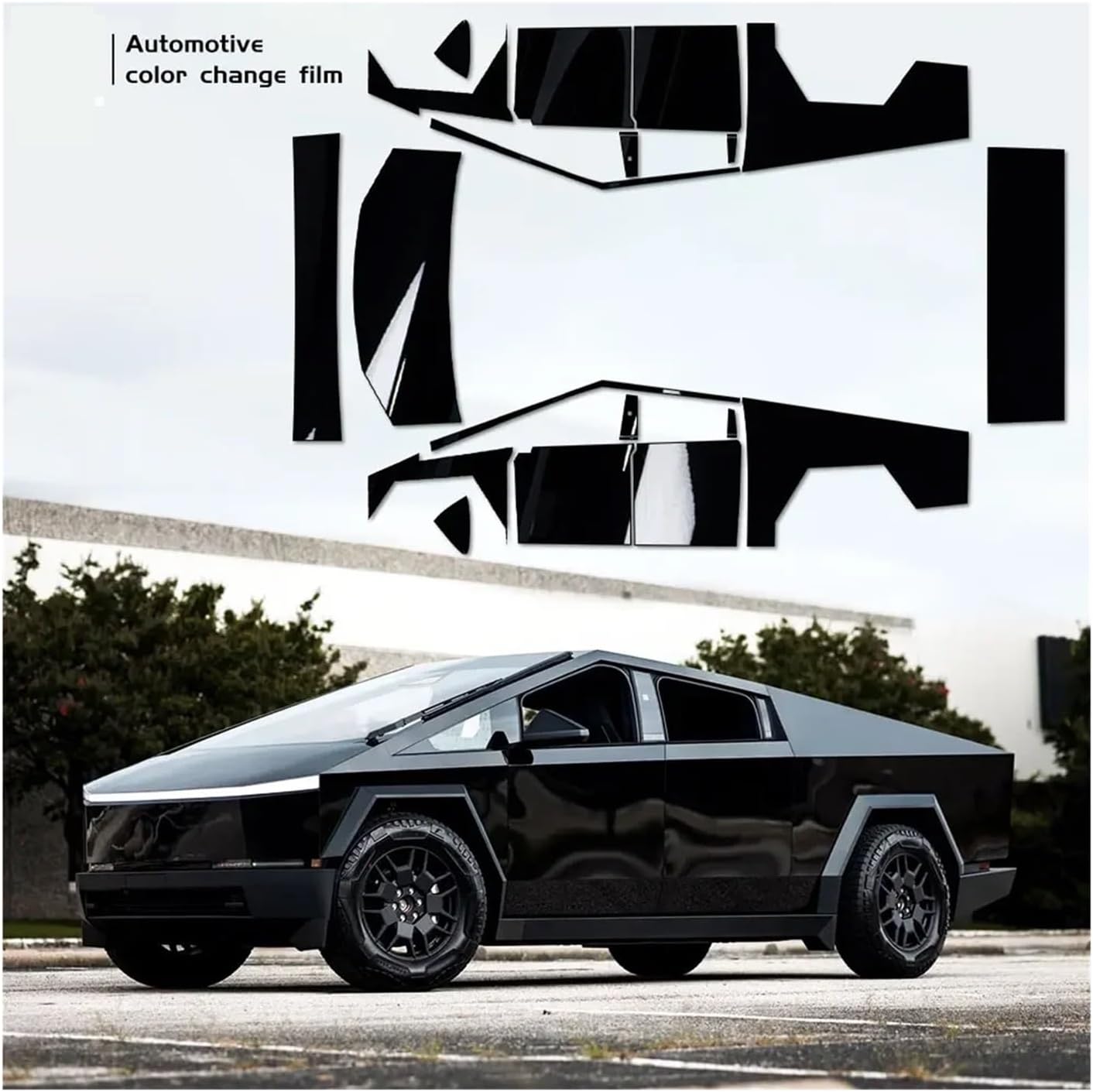 PVC Car Color Changing Film Decal Anti-Scratch Vinyl Film Auto Body Color Change Car Accessories Compatible for Tesla Cybertruck 2024 Car Stickers(Gold) image 2