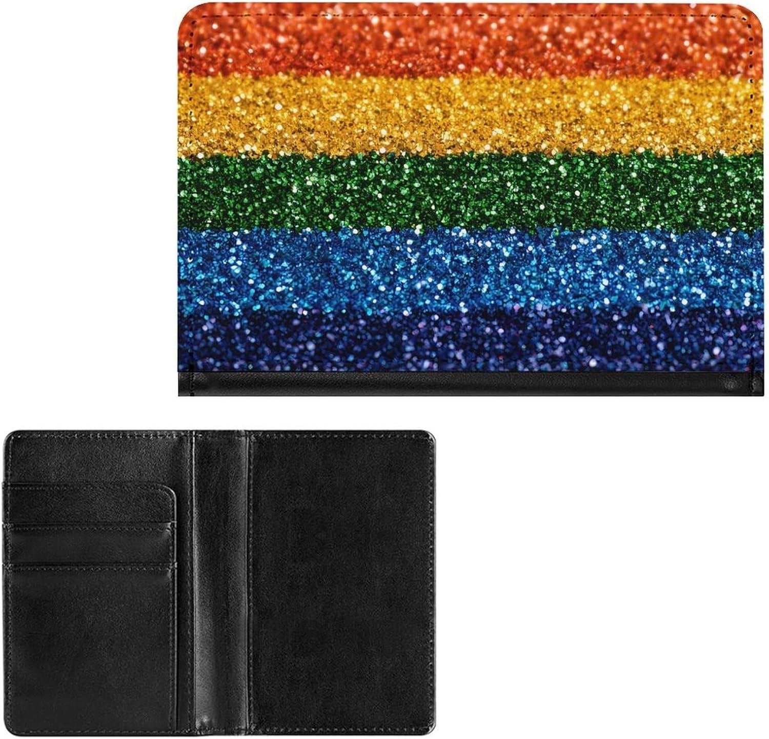 LGBT Rainbow Flag Glitter Funny Passport Holder Slim Travel Wallet Passports Cover Card Case with Slot