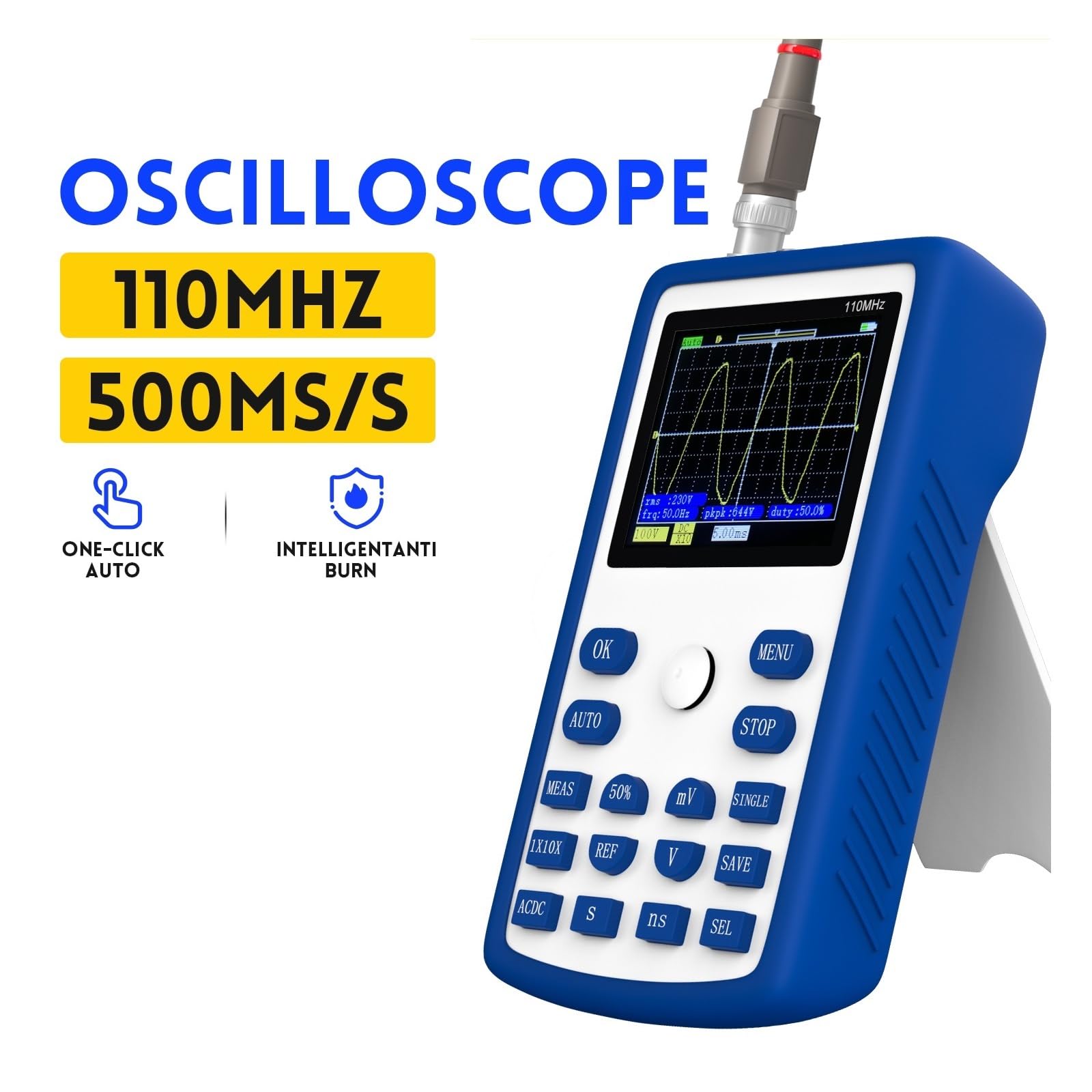 Osciloscopio portátil, Osciloscopio digital portátil 1C15, ancho de banda 110 MHz 500 MS/s con alto voltaje 400 V